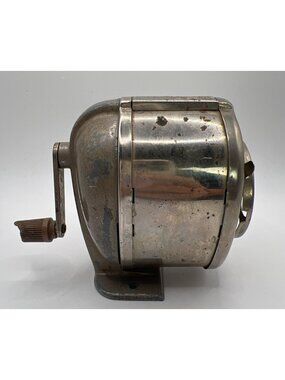 Vtg Boston KS Pencil Sharpener Hand Crank 8 Hole Classroom Wall Desk Mount